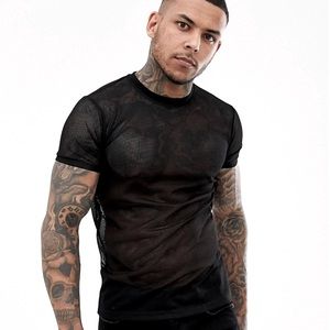 ASOS T-shirt in black mesh